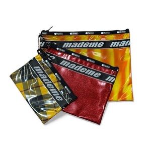 LeSportsac X Mademe Red Multicolor Clutch Trio Travel Case Zip Pouches, NWT